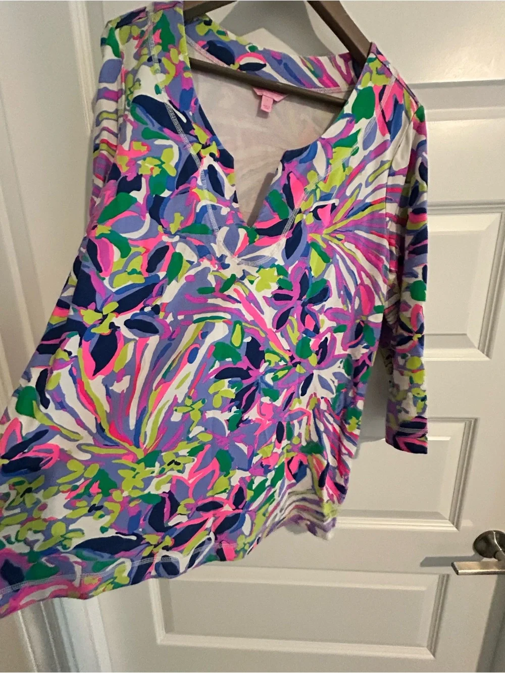 Lilly Pulitzer Justina Top Purple Pink Multi Size L